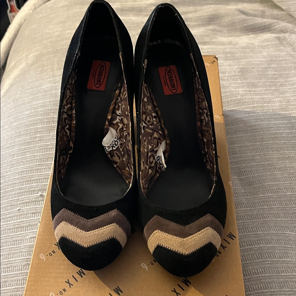 Missoni Chevron Heels - Black, Brown, Cream